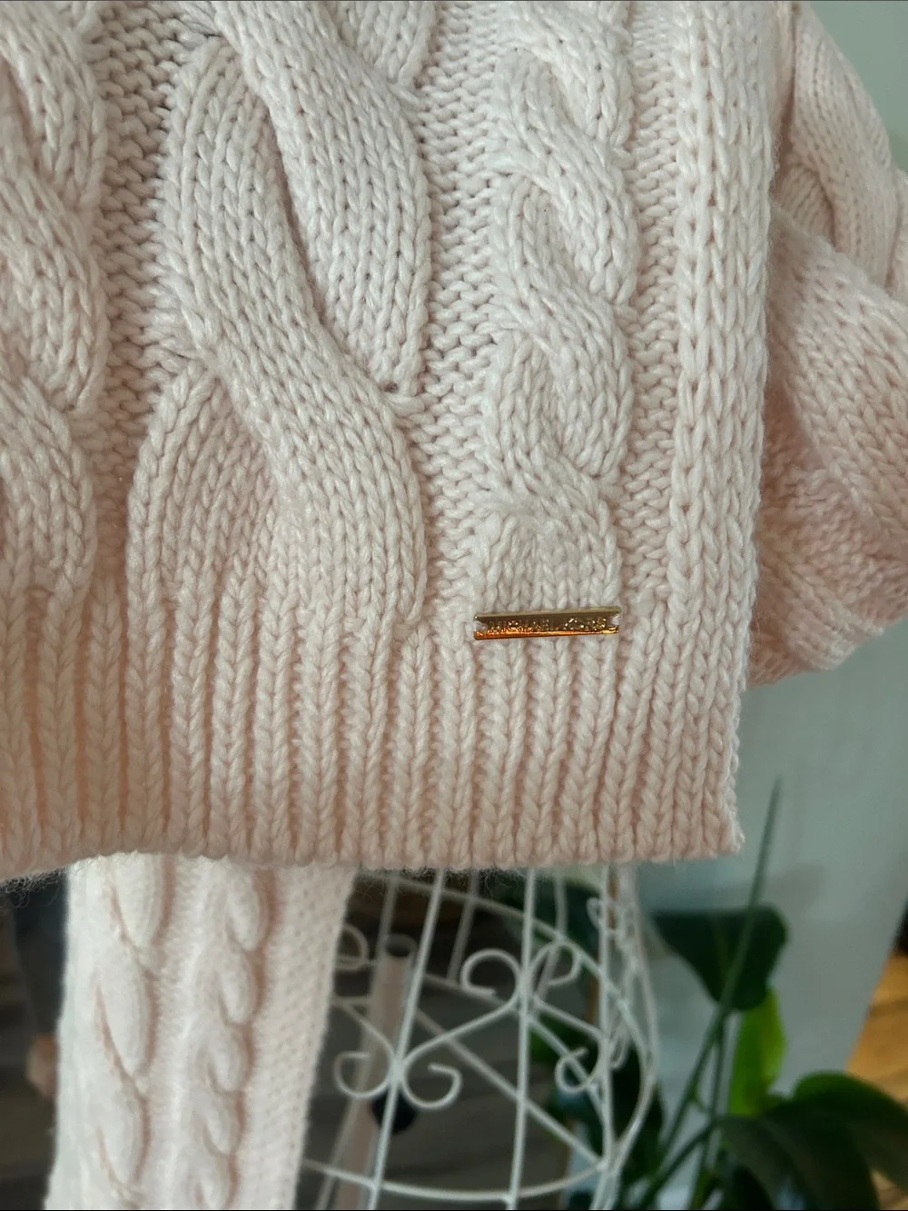 Michael Kors Pale Pink Cable Knit Scarf Collar Wrap